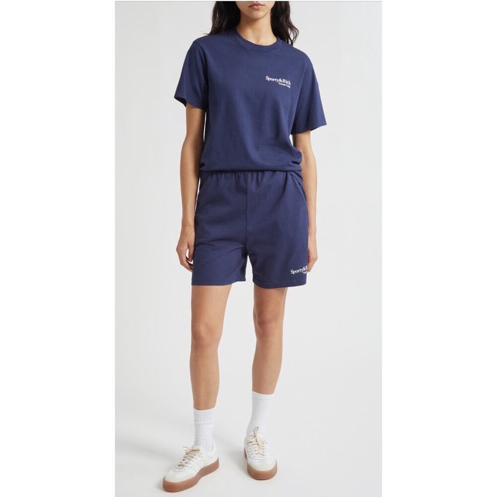 Sporty & Rich Gender Inclusive Play Tennis Gym Shorts Navy XS NWT $110